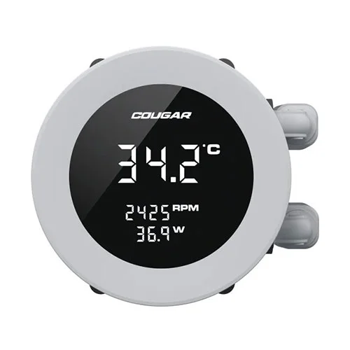 Cougar Poseidon Vistek 240mm ARGB White CPU Liquid Cooler with Digital Display